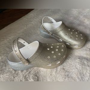 New! Gold and Silver Ombré Platform Crocs - size 9